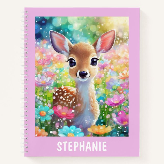 Fawn Cute Animal Personalized Girly Name Notebook (Front)