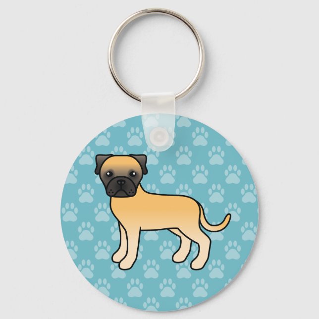 Fawn Cute Bullmastiff Dog Keychain (Front)