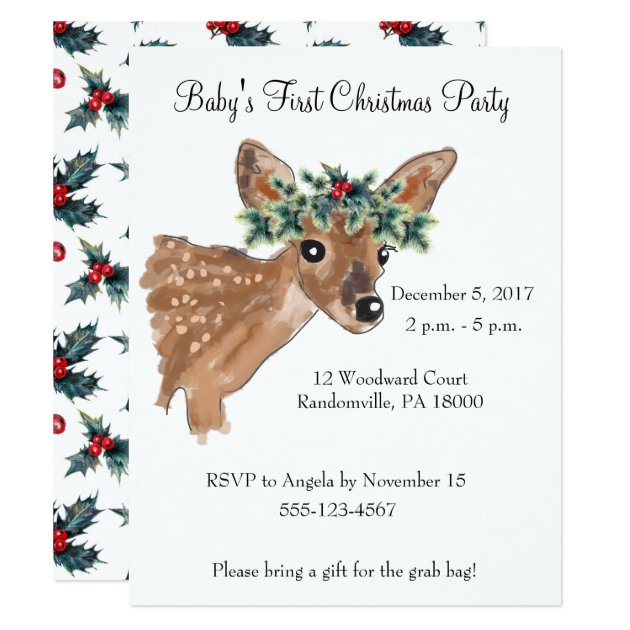 Fawn Deer Christmas Party Invite