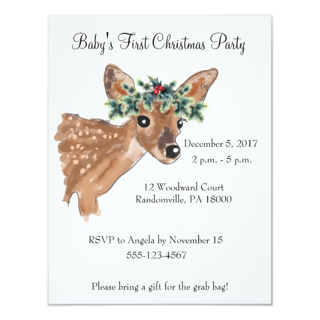Fawn Deer Christmas Party Invite