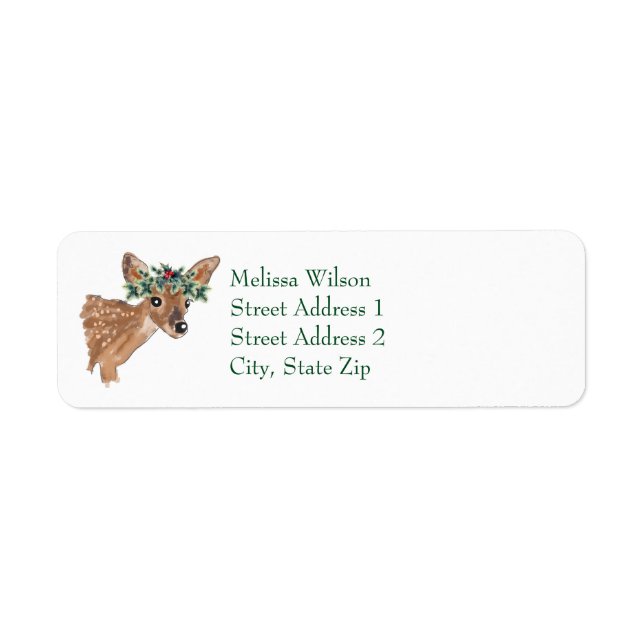 Fawn Deer Christmas Return Address Labels (Front)