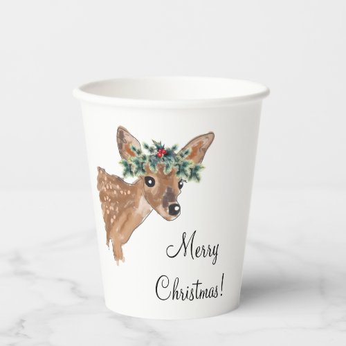 Fawn Deer Personalized Paper Christmas Paper Cups