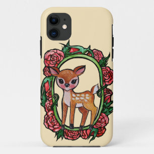 Fawn Deer Red Roses iPhone 11 Case