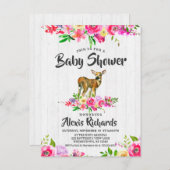 Fawn Deer Watercolor Floral Baby Shower Invitation (Front/Back)