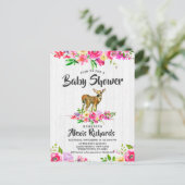 Fawn Deer Watercolor Floral Baby Shower Invitation (Standing Front)