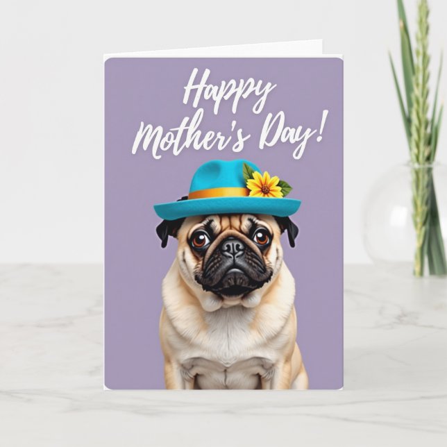 Fawn Dog Mothers Day Fedora Card (Front)