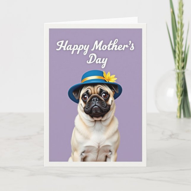 Fawn Dog Mothers Day Floral Hat Card (Front)