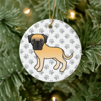 Fawn English Mastiff Cute Cartoon Dog Ceramic Ornament
