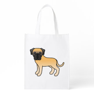 Fawn English Mastiff Cute Cartoon Dog Grocery Bag