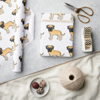 Fawn English Mastiff Cute Cartoon Dog Pattern Wrapping Paper