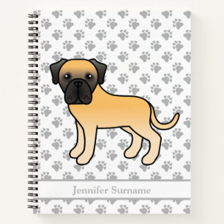Fawn English Mastiff Cute Cartoon Dog &amp; Text Notebook