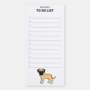 Fawn English Mastiff Cute Cartoon Dog To Do List Magnetic Notepad