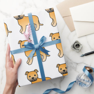 Fawn English Staffie Cute Cartoon Dog Pattern Wrapping Paper