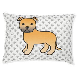 Fawn English Staffie Cute Cartoon Dog &amp; Paws Pet Bed
