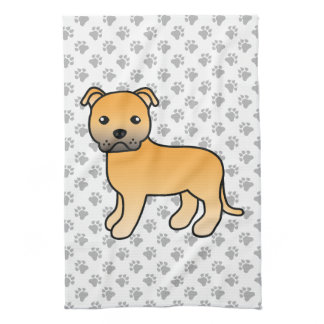 Fawn English Staffordshire Bull Terrier Dog Kitchen Towel