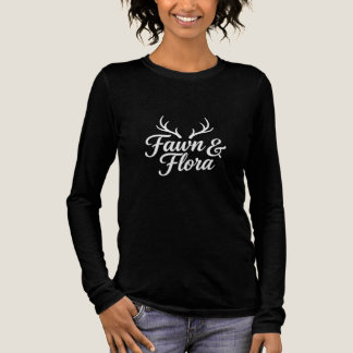 Fawn & Flora Elegant Antler Script Long Sleeve T-S Tri-Blend Shirt