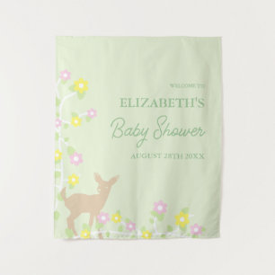 Fawn Floral Girl Baby Shower Tapestry