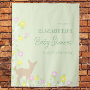 Fawn Floral Girl Baby Shower Tapestry