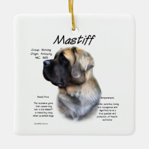 Fawn Fluffy Mastiff History Ceramic Ornament