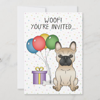 Fawn French Bulldog Cartoon Dog - Birthday Invitation