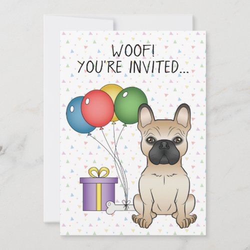 Fawn French Bulldog Cartoon Dog _ Birthday Invitation