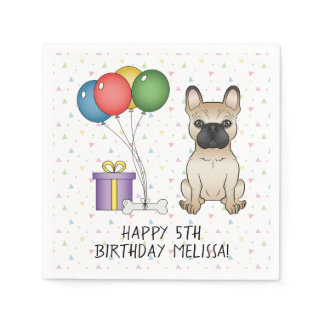 Fawn French Bulldog Cartoon Dog - Birthday Napkins