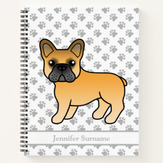 Fawn French Bulldog Cartoon Dog &amp; Custom Text Notebook
