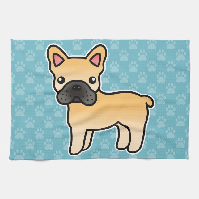 Fawn French Bulldog Cartoon Dog Kitchen Towel (Horizontal)