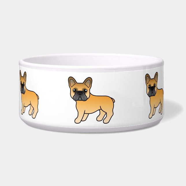 Fawn French Bulldog Cute Cartoon Dog Bowl (Front)