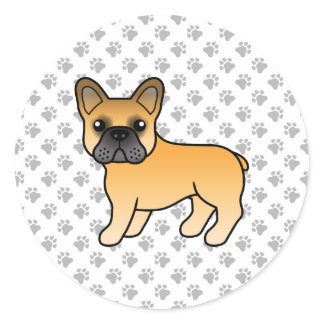 Fawn French Bulldog Cute Cartoon Dog Classic Round Sticker