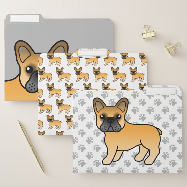 Fawn French Bulldog Cute Cartoon Dog File Folder (Set)