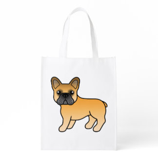 Fawn French Bulldog Cute Cartoon Dog Grocery Bag