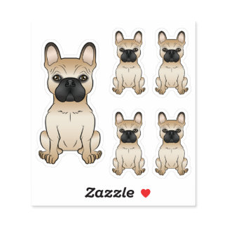 Fawn French Bulldog Cute Cartoon Dog Illustrations Sticker