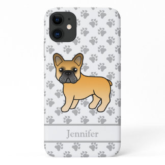 Fawn French Bulldog Cute Cartoon Dog &amp; Name iPhone 11 Case