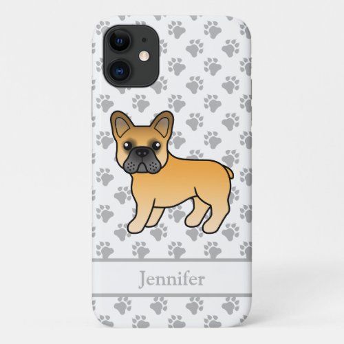 Fawn French Bulldog Cute Cartoon Dog  Name iPhone 11 Case