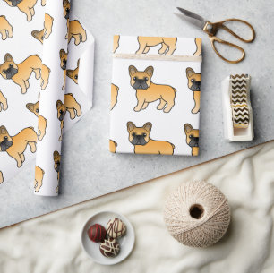 Fawn French Bulldog Cute Cartoon Dog Pattern Wrapping Paper