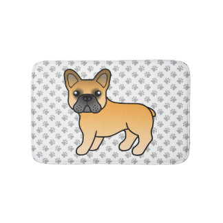 Fawn French Bulldog Cute Cartoon Dog &amp; Paws Bath Mat