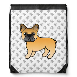 Fawn French Bulldog Cute Cartoon Dog &amp; Paws Drawstring Bag