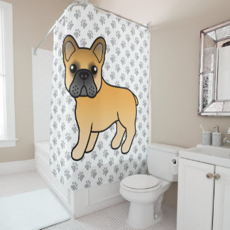 Fawn French Bulldog Cute Cartoon Dog Shower Curtain