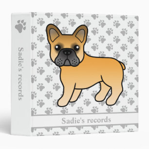 Fawn French Bulldog Cute Cartoon Dog & Text 3 Ring Binder