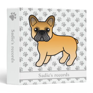 Fawn French Bulldog Cute Cartoon Dog &amp; Text 3 Ring Binder