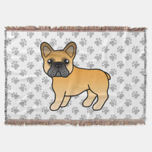 Fawn French Bulldog Cute Cartoon Dog Throw Blanket