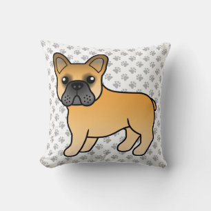 Fawn French Bulldog Cute Cartoon Dog Throw Pillow