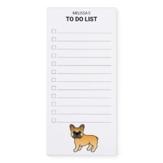 Fawn French Bulldog Cute Cartoon Dog To Do List Magnetic Notepad