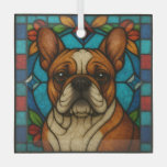 Fawn French Bulldog Dog &quot;Stained Glass&quot; Glass Ornament