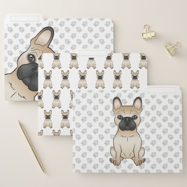 Fawn French Bulldog / Frenchie Cute Cartoon Dogs File Folder (Set)