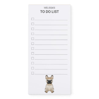 Fawn French Bulldog / Frenchie Cute Dog To Do List Magnetic Notepad