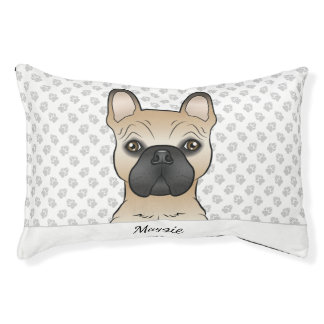 Fawn French Bulldog / Frenchie Dog Head &amp; Name Pet Bed