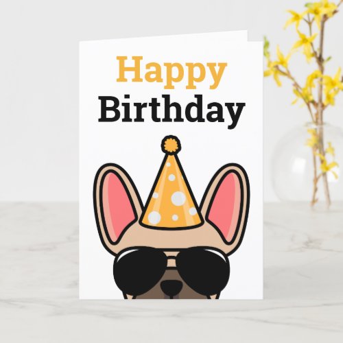 Fawn French Bulldog Happy Birthday Card