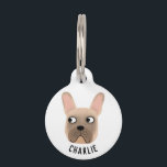 Fawn French Bulldog Pet ID Tag<br><div class="desc">A fun little Fawn French Bulldog or Frenchie.  Original art by Nic Squirrell.  Change or remove the name on the front and details on the back to personalize.</div>
